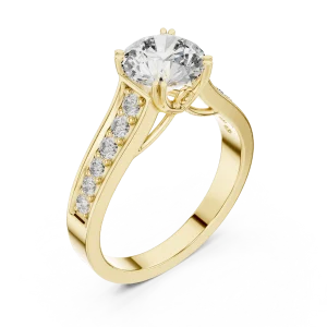 Luminary Round Brilliant Pavé-Set Solitaire Engagement Ring