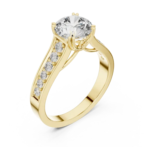 Luminary Round Brilliant Pavé-Set Solitaire Engagement Ring