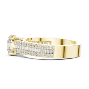 Luminary Round Brilliant Pavé-Set Baguette Solitaire Ring - Image 4