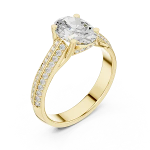 Ethereal Oval Luminary Pavé-Set Solitaire Ring