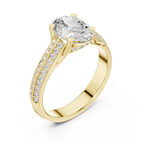 Ethereal Oval Luminary Pavé-Set Solitaire Ring