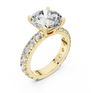 Luminary Round Brilliant Pavé-Set Solitaire Ring