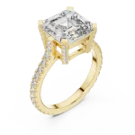 Architectural Emerald Cut Pavé-Set Solitaire Engagement Ring