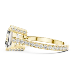 Architectural Emerald Cut Pavé-Set Solitaire Engagement Ring - Image 4