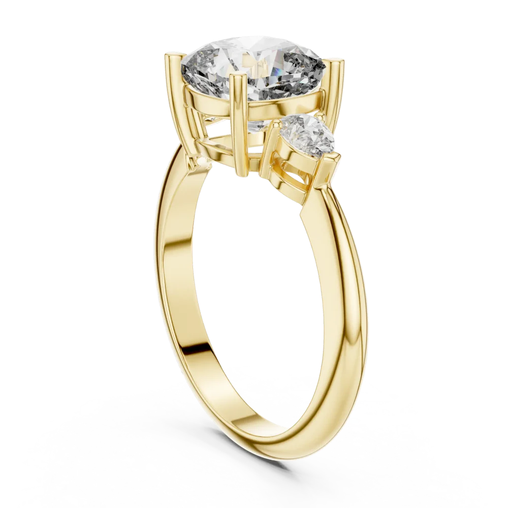 Ethereal Cushion and Pear Three Stone Engagement Ring - Image 3