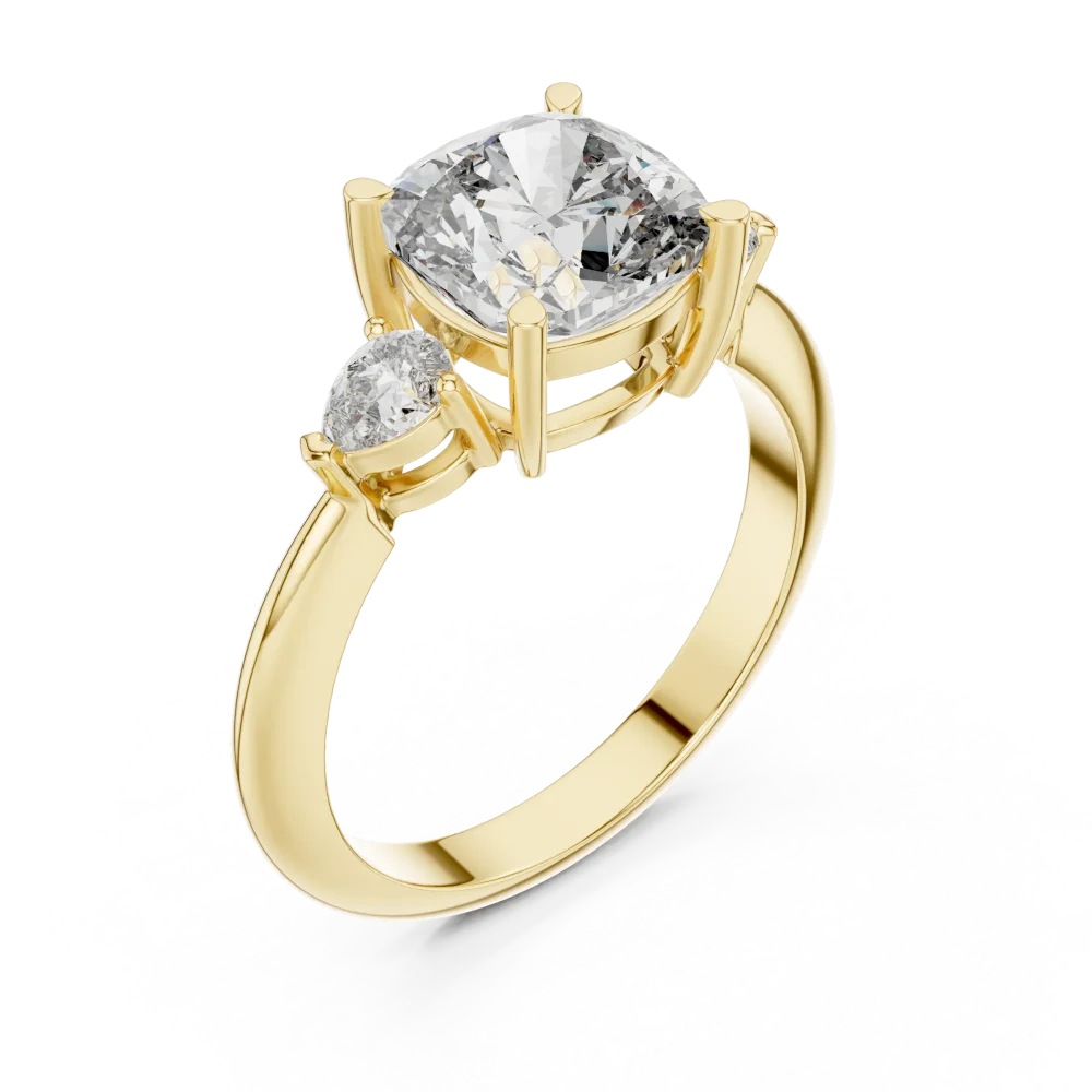 Discover the radiant allure of this three-stone engagement ring. Featuring DIAMEUR lab-grown diamonds, elevate your style with this modern classic.