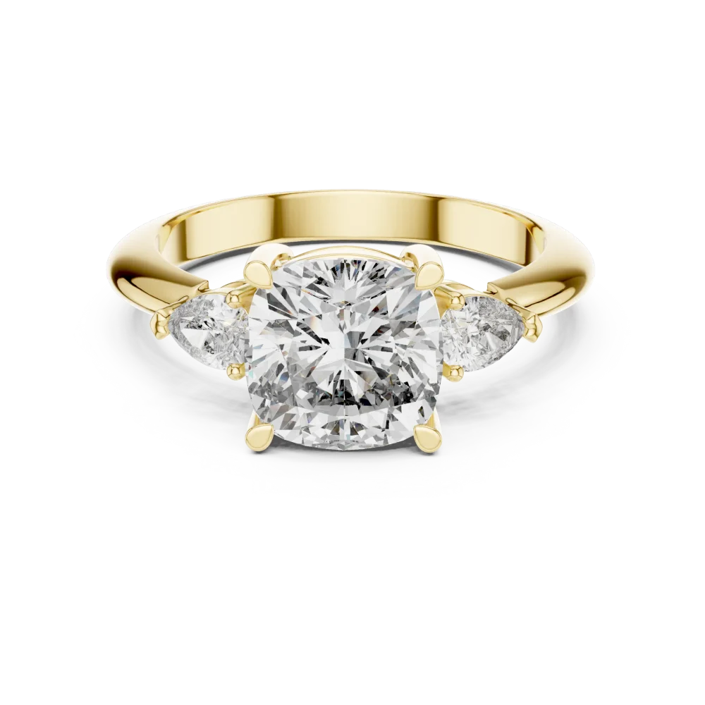 Ethereal Cushion and Pear Three Stone Engagement Ring - Image 2