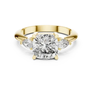 Ethereal Cushion and Pear Three Stone Engagement Ring - Image 2