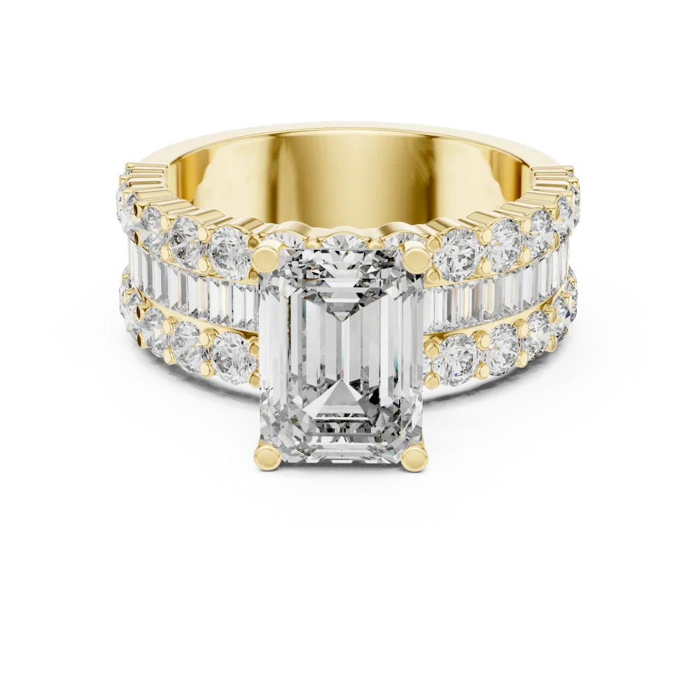Discover the Luminary Emerald Solitaire Ring, a masterpiece of architectural design set with brilliant DIAMEUR diamonds. Elevate your style today.