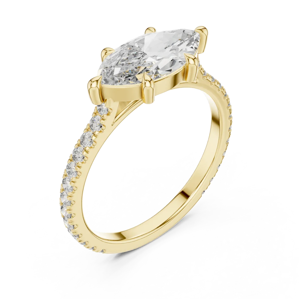 Discover the radiant beauty of our Marquise Pavé Solitaire. Crafted with brilliant DIAMEUR diamonds, this ring is the ultimate symbol of modern elegance.