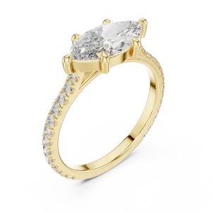 Ethereal Marquise Pavé-Set Solitaire Engagement Ring