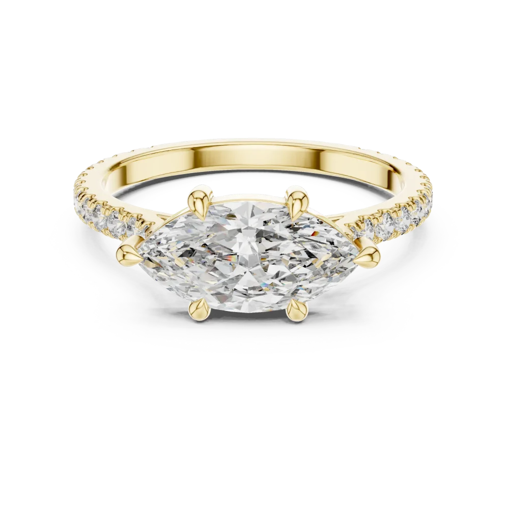 Ethereal Marquise Pavé-Set Solitaire Engagement Ring - Image 2