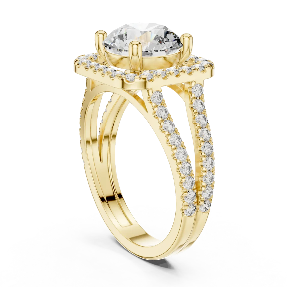 Luminary Round Brilliant Pavé-Set Geometric Solitaire Ring - Image 3
