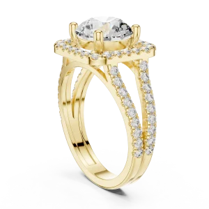 Luminary Round Brilliant Pavé-Set Geometric Solitaire Ring - Image 3