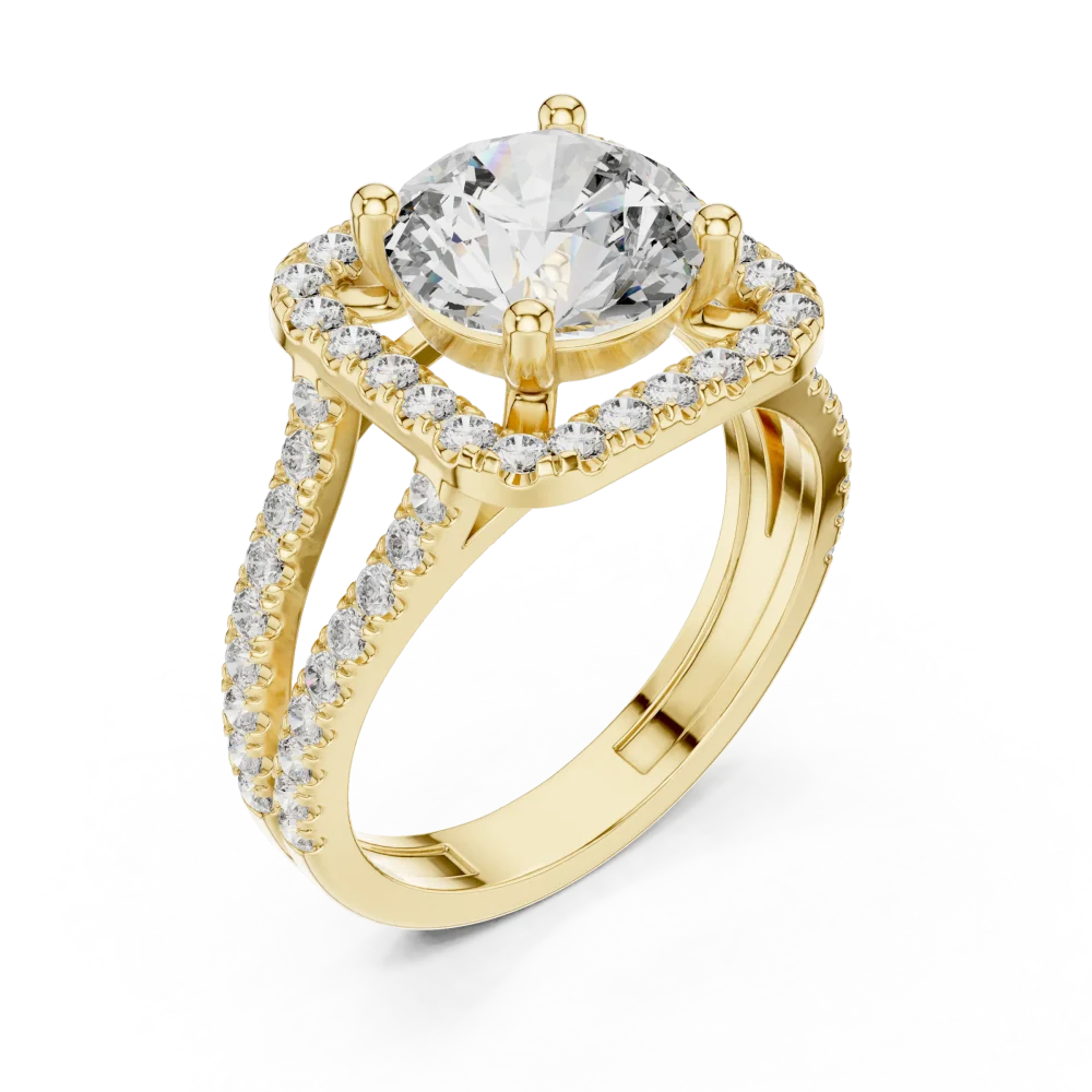 Discover the Luminary Round Solitaire Ring, a masterpiece of architectural design featuring a brilliant DIAMEUR diamond. Elevate your style today.