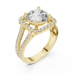 Luminary Round Brilliant Pavé-Set Geometric Solitaire Ring