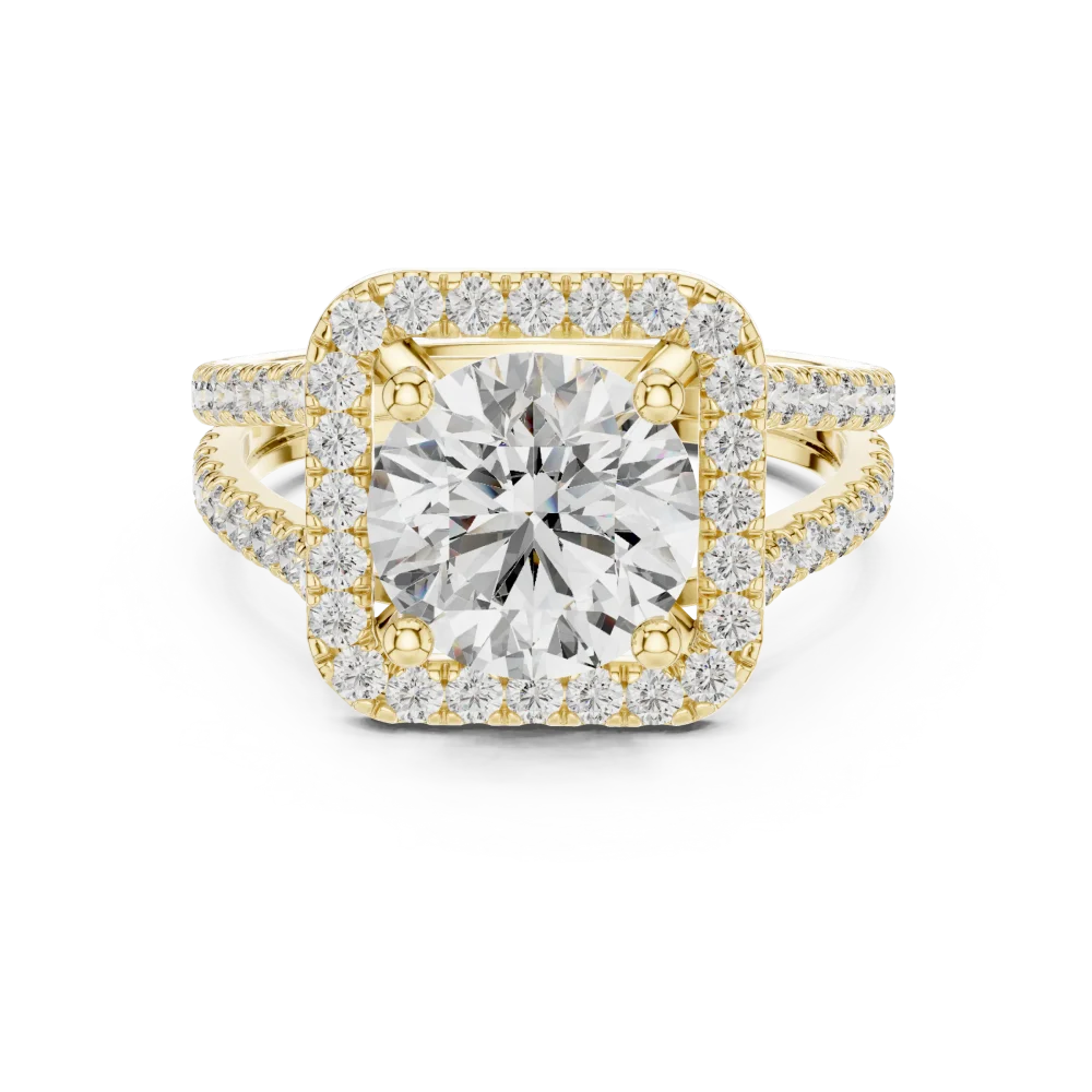 Luminary Round Brilliant Pavé-Set Geometric Solitaire Ring - Image 2