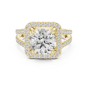 Luminary Round Brilliant Pavé-Set Geometric Solitaire Ring - Image 2