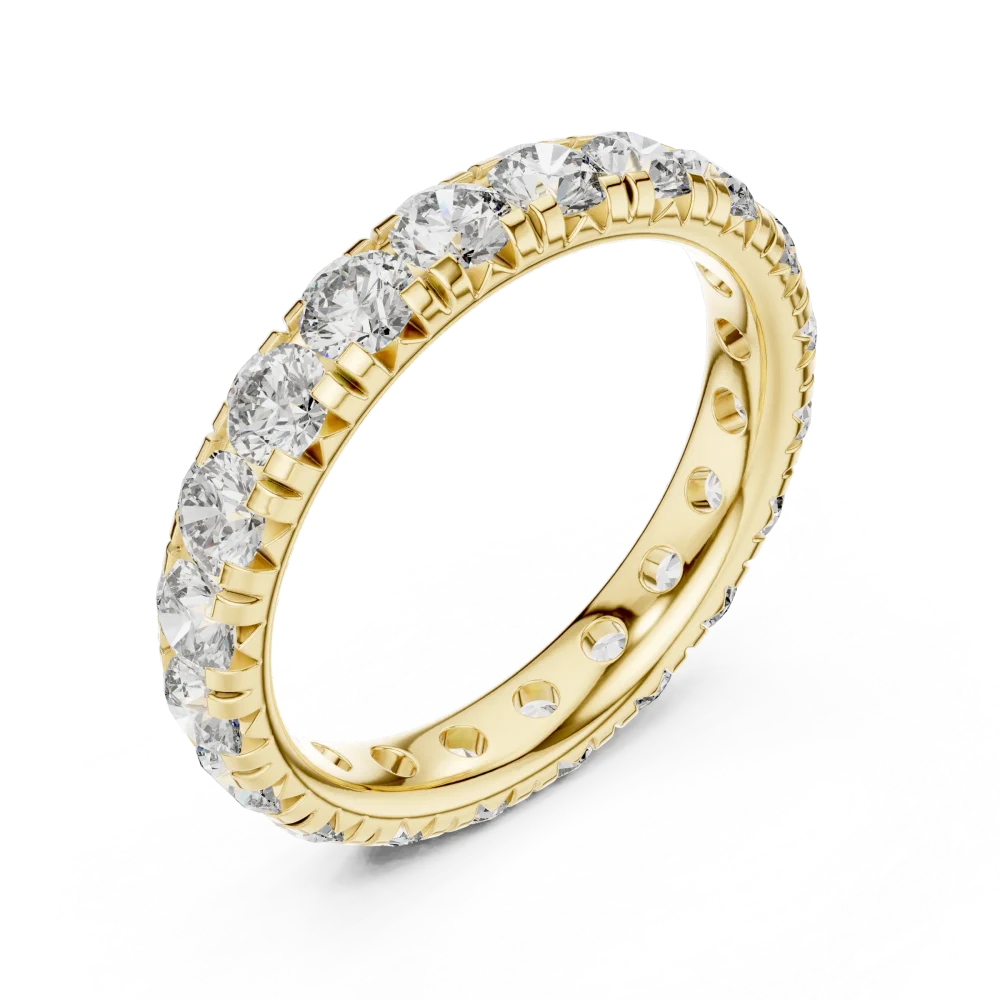 Discover the Infinite Radiance Eternity Band, featuring a brilliant-cut DIAMEUR diamond row for timeless elegance. Elevate your collection today.