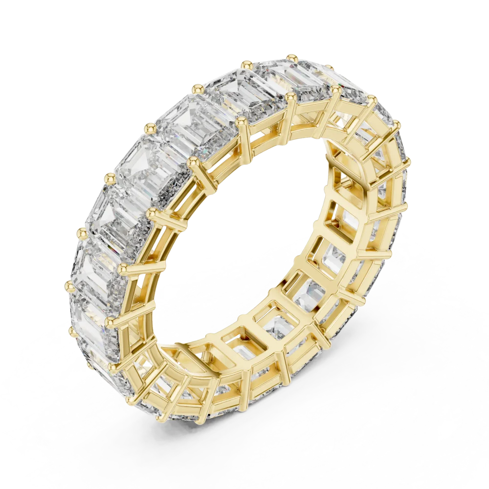 Discover the radiant allure of our emerald-cut eternity band. Handcrafted with precision for unmatched scintillation, shop this modern classic now.