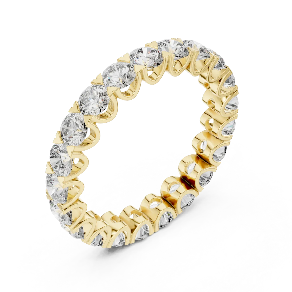 Discover the radiant glow of our round brilliant eternity band. Handcrafted with premium DIAMEUR diamonds for timeless style. Shop the collection now.