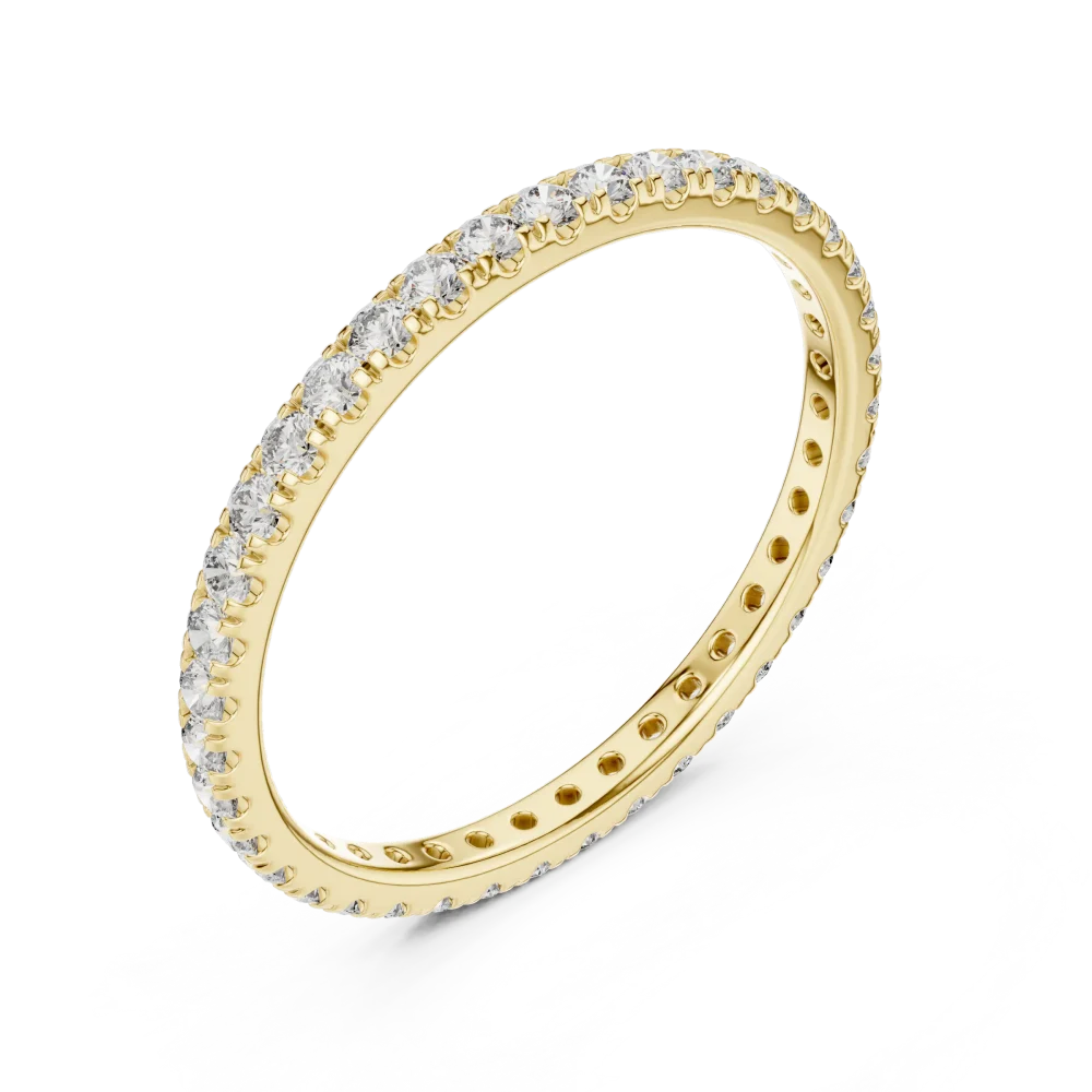Discover the radiant brilliance of our pavé-set eternity band, featuring premium DIAMEUR diamonds. Elevate your collection with sustainable luxury.