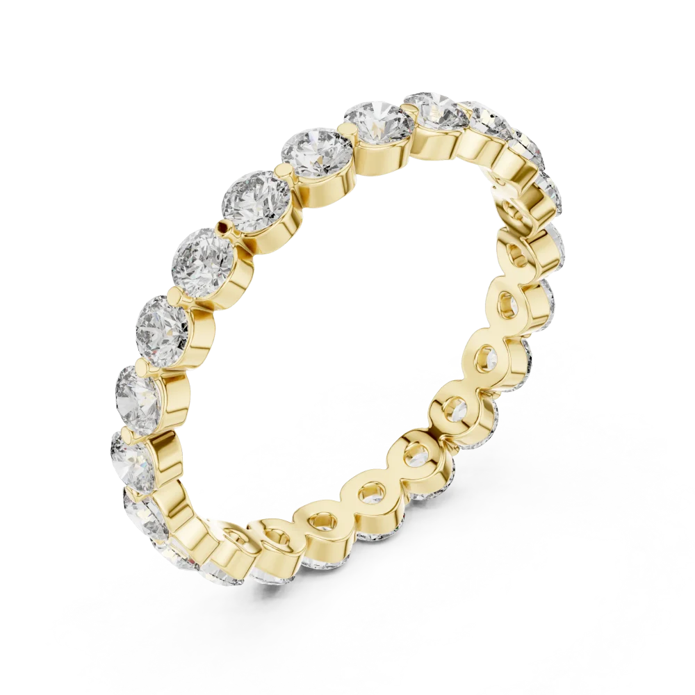 Experience the infinite sparkle of our Round Brilliant Eternity Band. Expertly crafted with sustainable DIAMEUR diamonds, discover timeless luxury now.