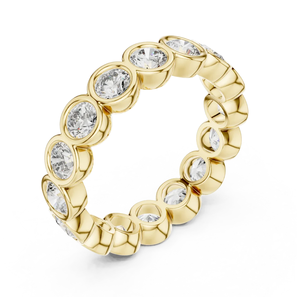 Discover the radiant beauty of our bezel-set eternity band, featuring brilliant DIAMEUR lab-grown diamonds. Elevate your collection today.