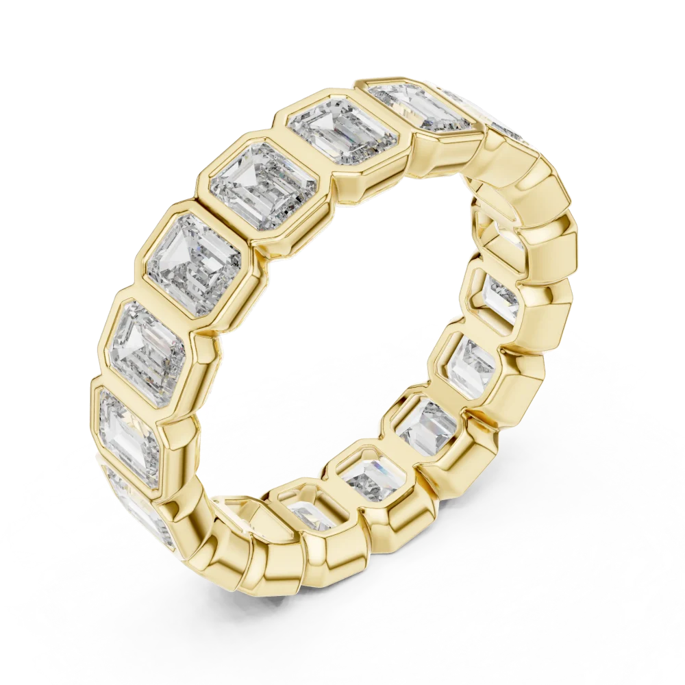 Discover the radiant beauty of our emerald-cut DIAMEUR diamond eternity band. Expertly handcrafted for a sleek, modern look. Shop this masterpiece today.