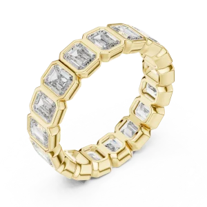 Architectural Emerald Cut Bezel-Set Eternity Band