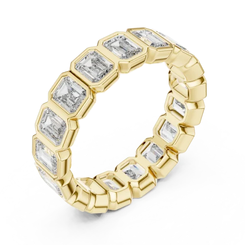 Architectural Emerald Cut Bezel-Set Eternity Band