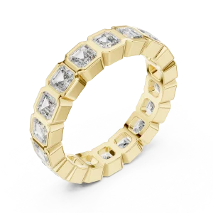Architectural Emerald Cut Bezel-Set Eternity Band