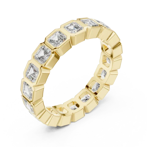 Architectural Emerald Cut Bezel-Set Eternity Band