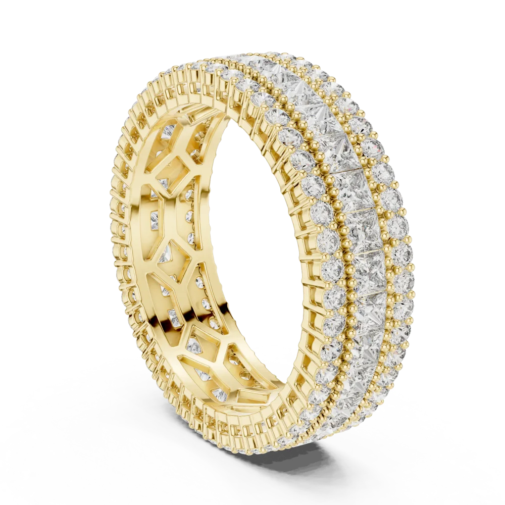 Infinite Princess and Round Pavé-Set Architectural Band - Image 3