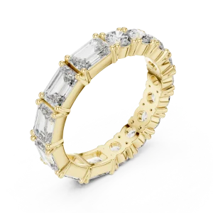 Infinite Radiance Emerald and Round Alternating Eternity Band