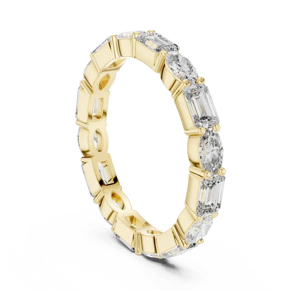 Architectural Emerald and Oval Cut Alternating Eternity Band - Image 3
