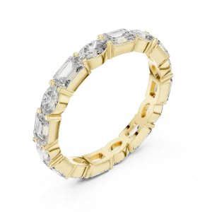 Architectural Emerald and Oval Cut Alternating Eternity Band
