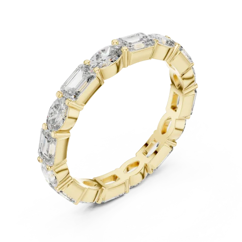 Architectural Emerald and Oval Cut Alternating Eternity Band