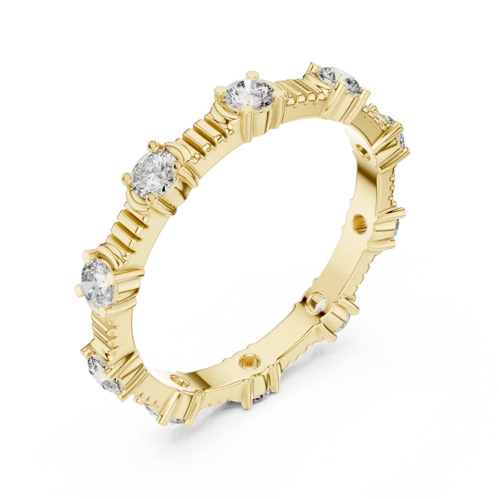 Discover the Symmetry Round Brilliant Eternity Band. Featuring 10 radiant lab-grown DIAMEUR diamonds in an architectural frame. Shop this modern luxury.