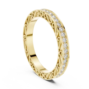 Infinite Pavé Scalloped Filigree Round Diamond Band - Image 3