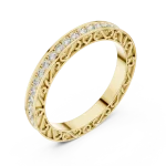 Infinite Pavé Scalloped Filigree Round Diamond Band