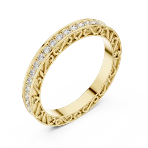 Infinite Pavé Scalloped Filigree Round Diamond Band