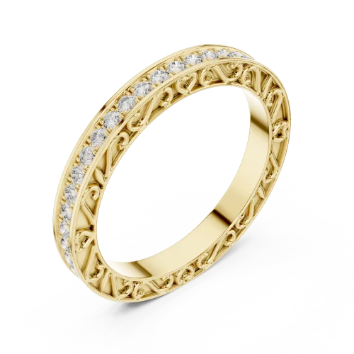 Infinite Pavé Scalloped Filigree Round Diamond Band