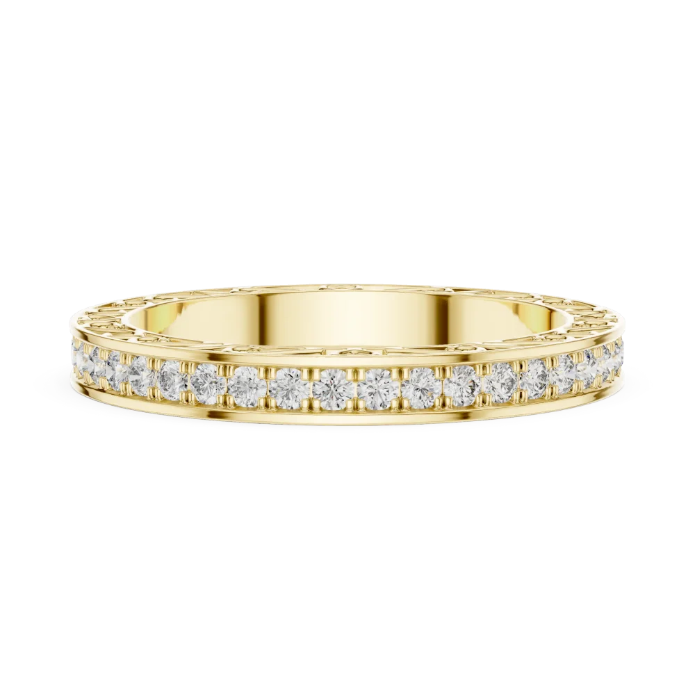 Infinite Pavé Scalloped Filigree Round Diamond Band - Image 4