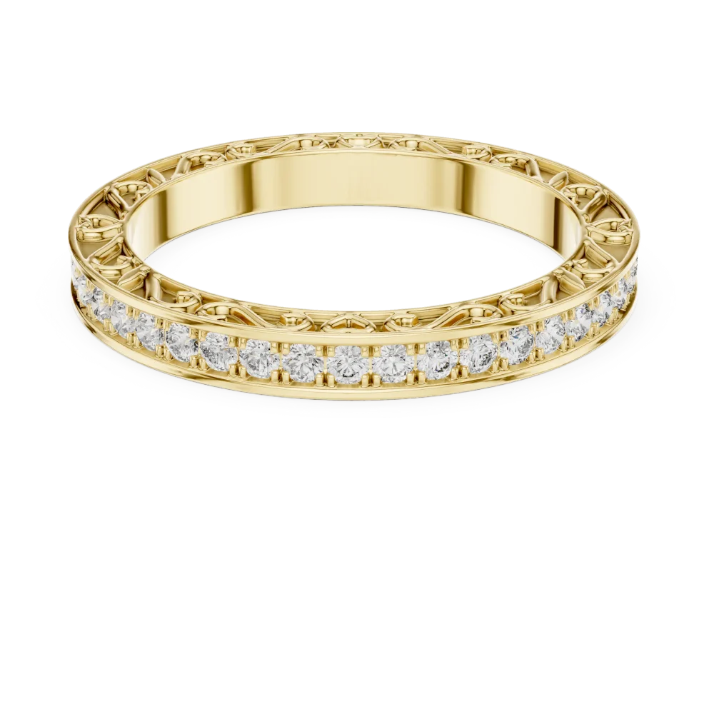 Infinite Pavé Scalloped Filigree Round Diamond Band - Image 2