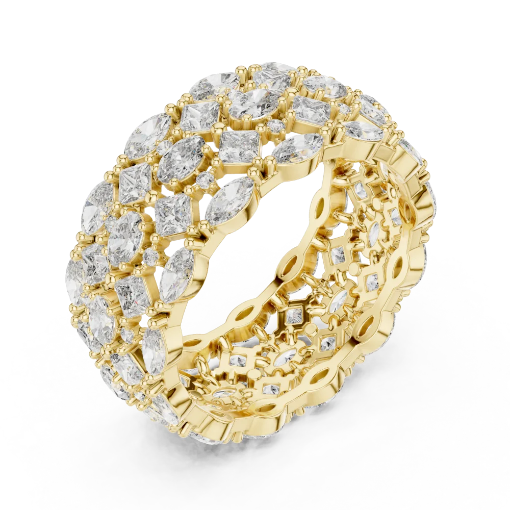 Elevate your style with this architectural statement band, featuring brilliant DIAMEUR lab-grown diamonds in an exquisite geometric mosaic. Shop now.