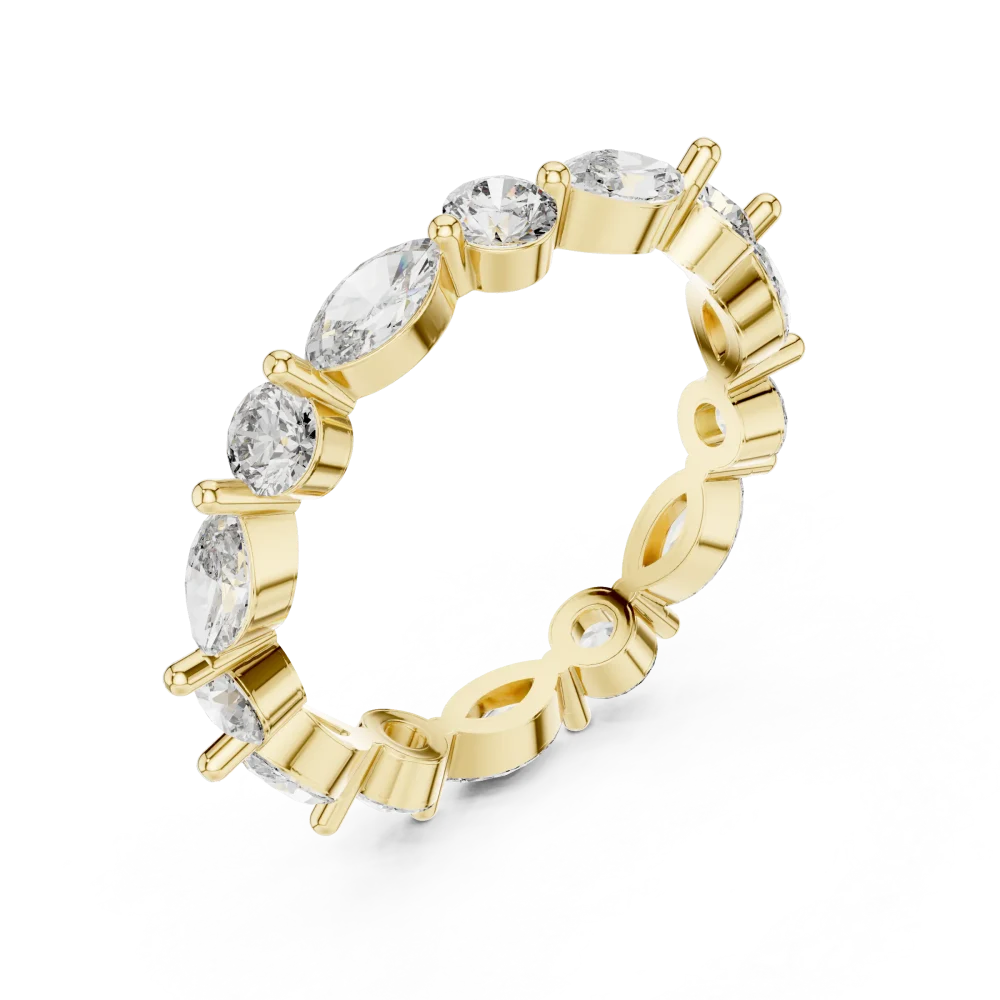 Discover the radiant allure of our alternating marquise and round DIAMEUR diamond eternity band. A modern classic of timeless luxury. Shop now.