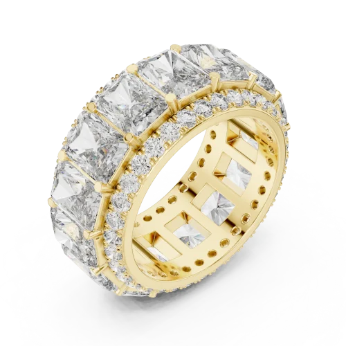 Ethereal Radiant and Round Diamond Architectural Eternity Band
