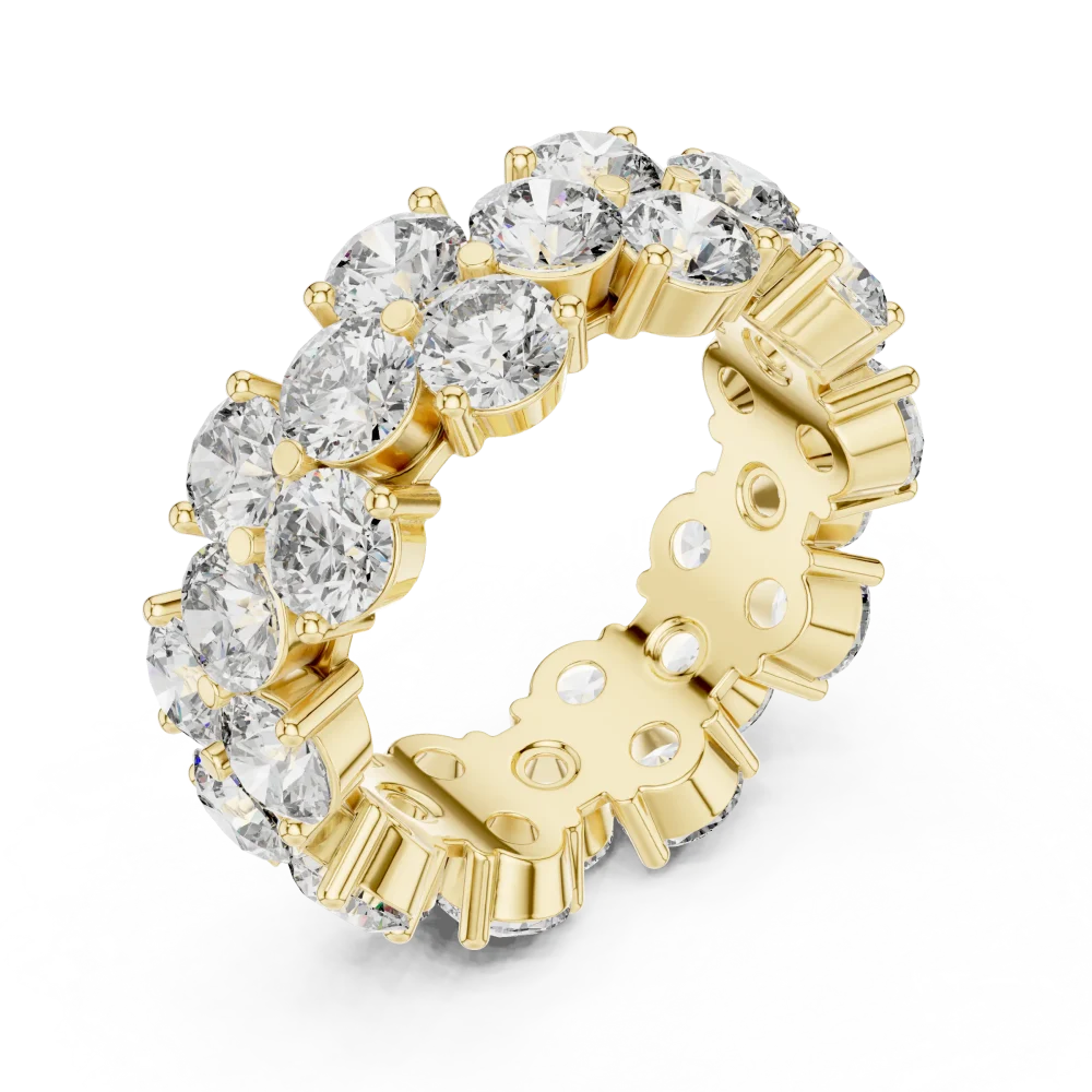Celebrate forever with our double-row eternity band, featuring brilliant-cut DIAMEUR diamonds. Elevate your collection with this modern classic piece.