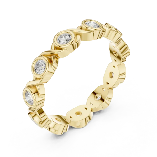 Infinite Geometric Round Cut Bezel-Set Eternity Band